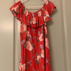 🌺Red floral off the shoulder mini dress